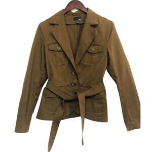 H&M Brown Cargo Utility Jacket Size 10 Blazer Office Wear Academia Corp Core